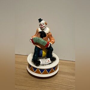 Vintage SCHMID Hand Painted Porcelain Music Box with Clown